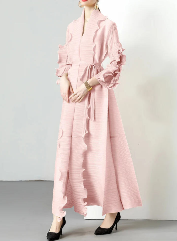 mouwloze uitlopende midi-jurk met kettingriem - CELIAV 