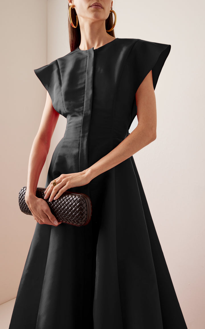 cap-sleeve gown with waist sash – VIVIEN