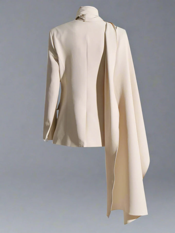 tailored blazer with draped maxi cape - Shevte
