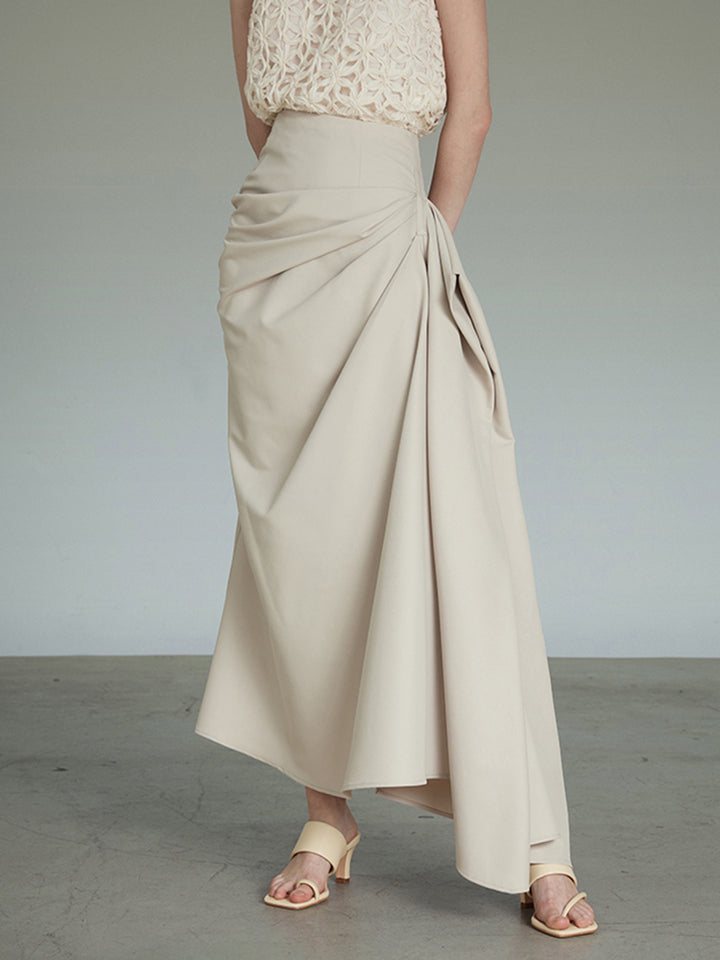 draped maxi skirt with side gather - Whan