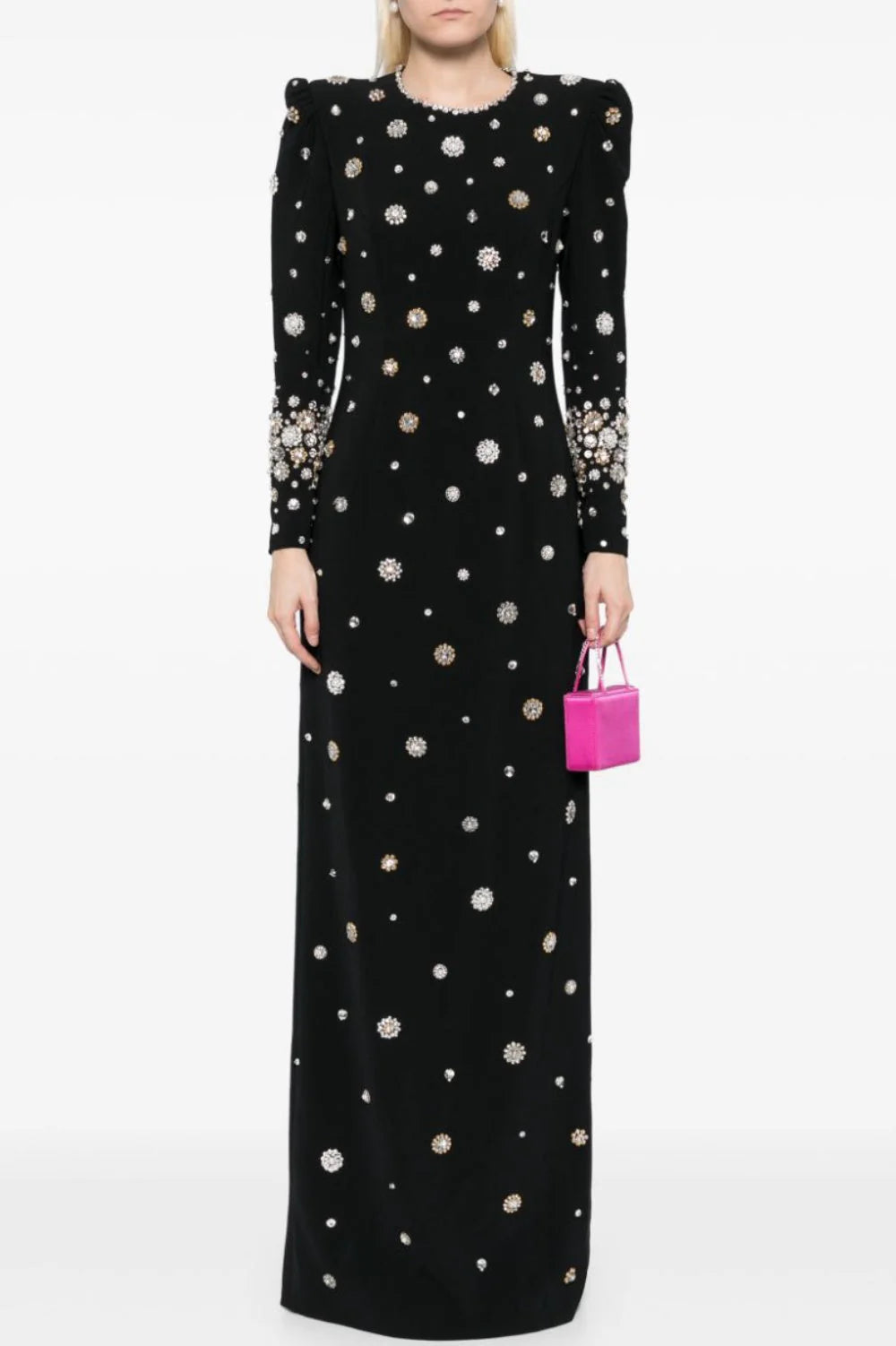 embellished long-sleeve gown with crystal accents – Joreen