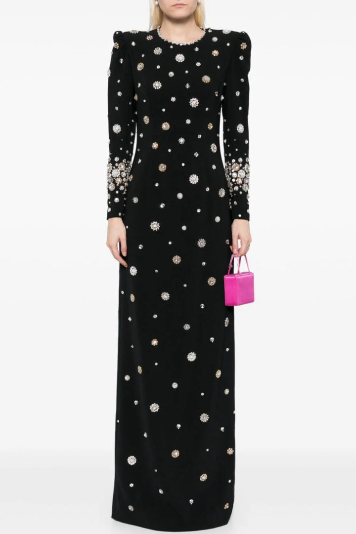 embellished long-sleeve gown with crystal accents – Joreen