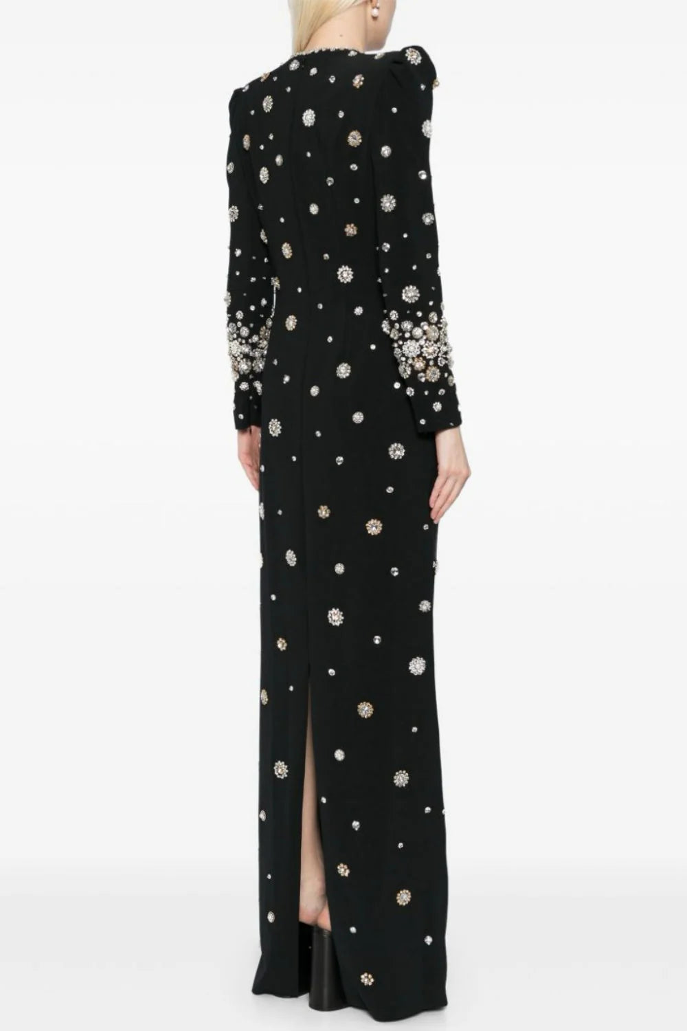 embellished long-sleeve gown with crystal accents – Joreen