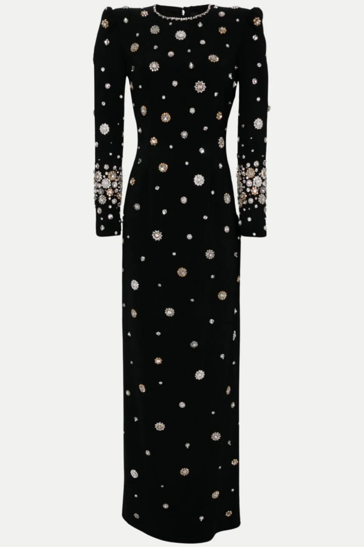 embellished long-sleeve gown with crystal accents – Joreen