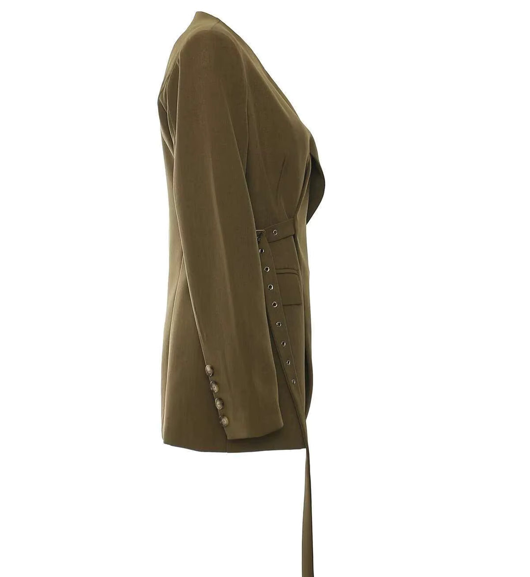 Geplooide top met uitlopende mouwen en maxi-rok set met tailleband – Rosiny 