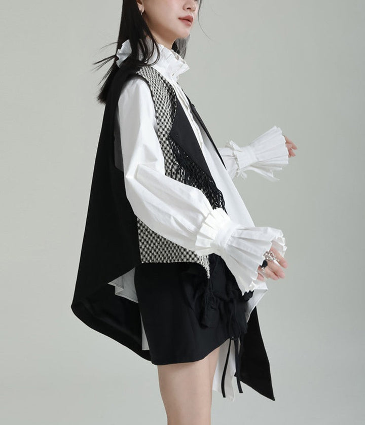 sleeveless asymmetric vest with contrast panel - Tanaquil