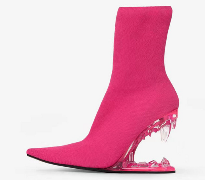 pointed-toe ankle boots with sculpted monster wedge - KOLEEN