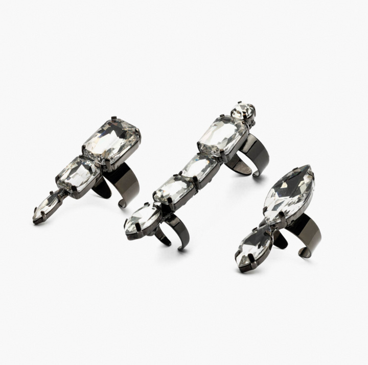 multi-stone statement rings set with geometric crystal design - TOROLEO