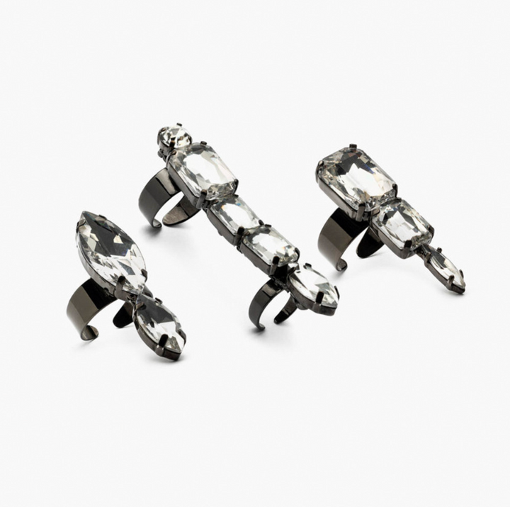 multi-stone statement rings set with geometric crystal design - TOROLEO