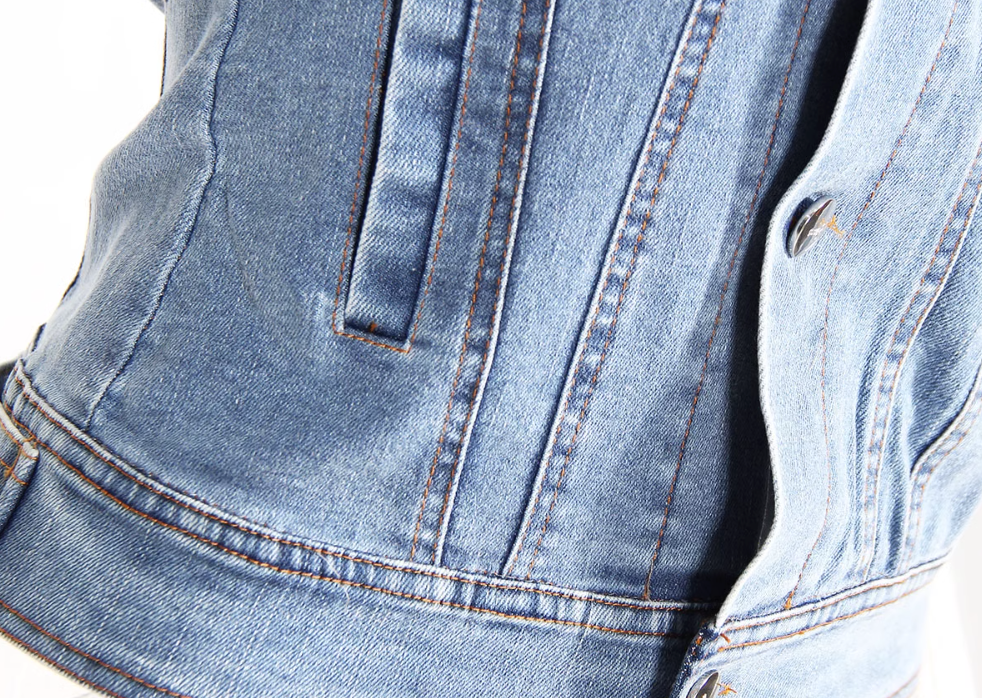 off-shoulder sleeveless denim jacket - Evienne