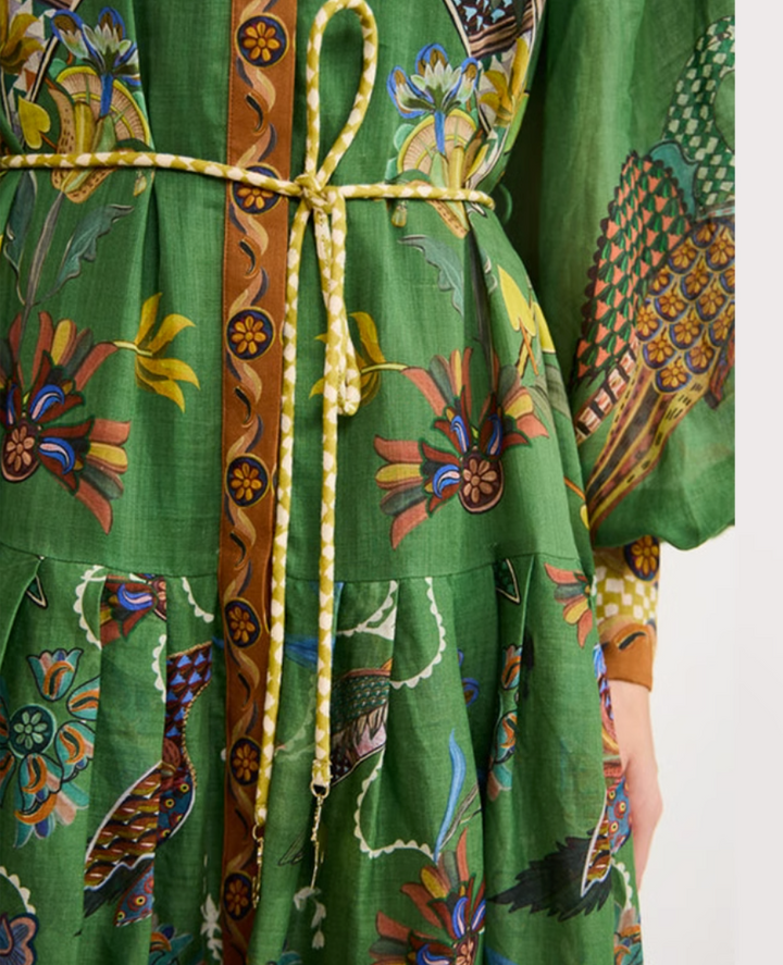 embroidered shirt dress with peacock motif – Edwardx