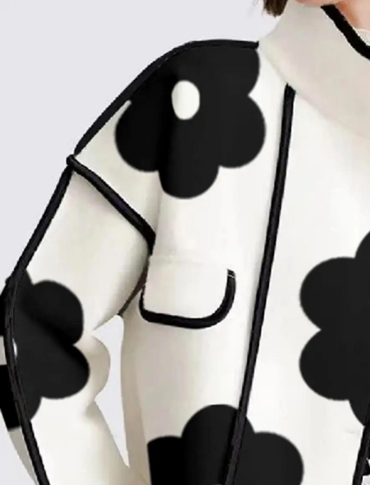 floral print oversized jacket with contrast trim - Fuseelah
