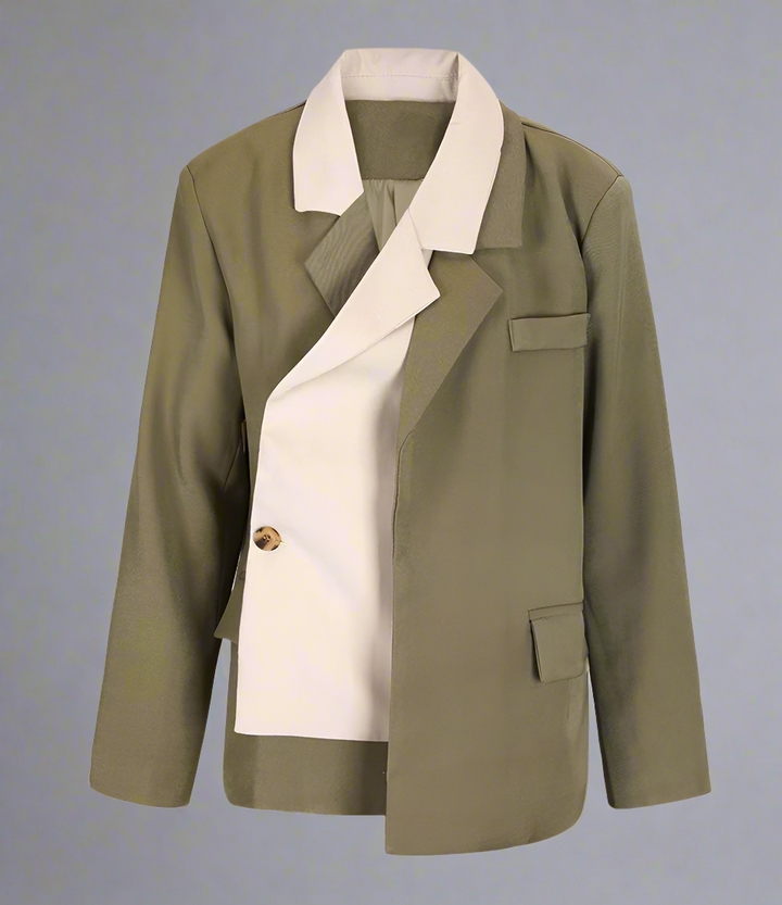asymmetric two-tone blazer with layered lapel - Fyiynfcf