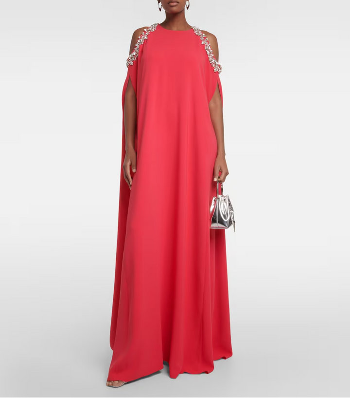 embellished cold-shoulder cape gown – Joriey-1