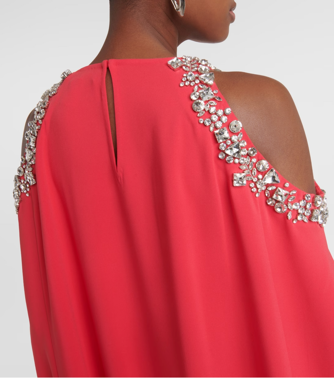 embellished cold-shoulder cape gown – Joriey-1