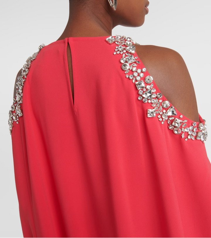 embellished cold-shoulder cape gown – Joriey-1
