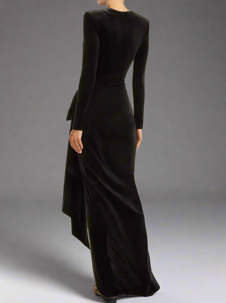 velvet wrap-front gown with side tie – Yolas