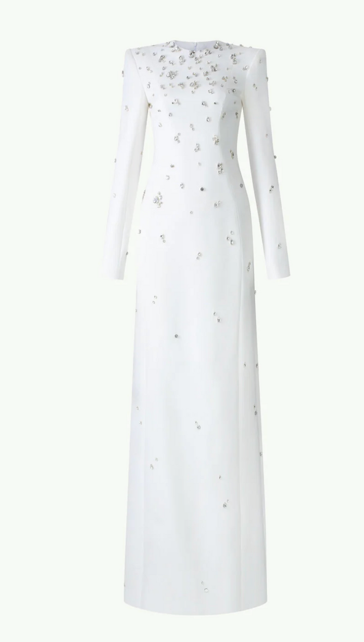 embellished long-sleeve column gown – Lormen