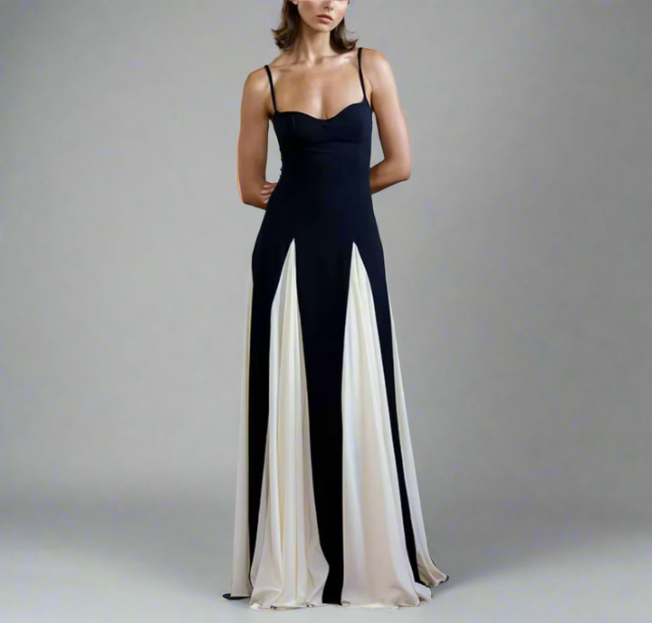 two-tone panel maxi dress – Sarena