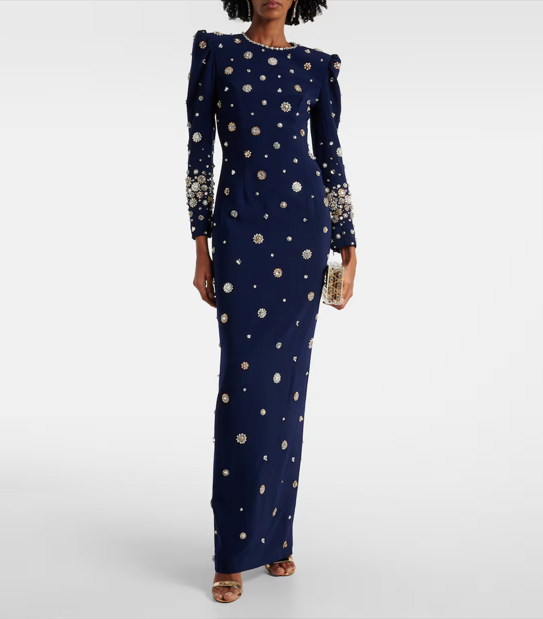 embellished long-sleeve gown with crystal accents – Joreen