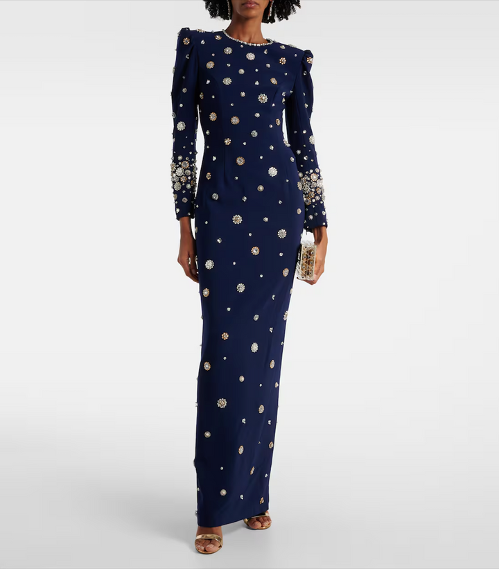 embellished long-sleeve gown with crystal accents – Joreen
