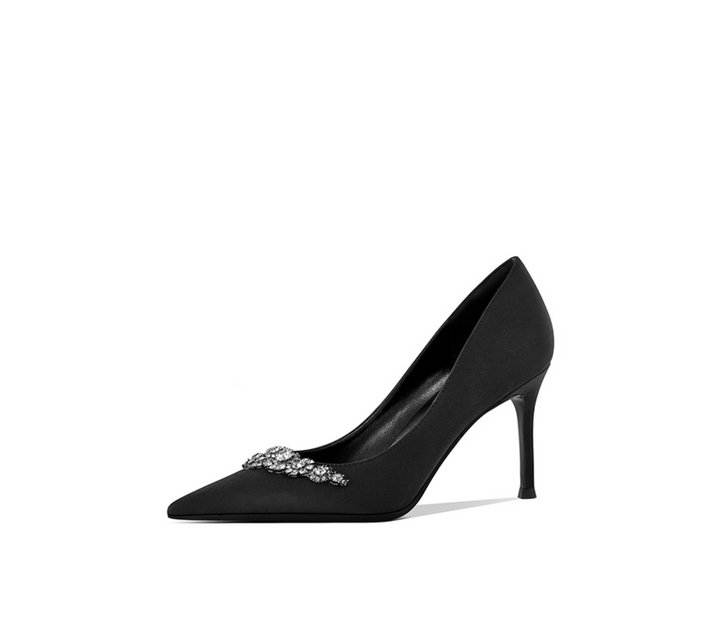 Embellished Satin Pointed-Toe Pumps – NOIIR