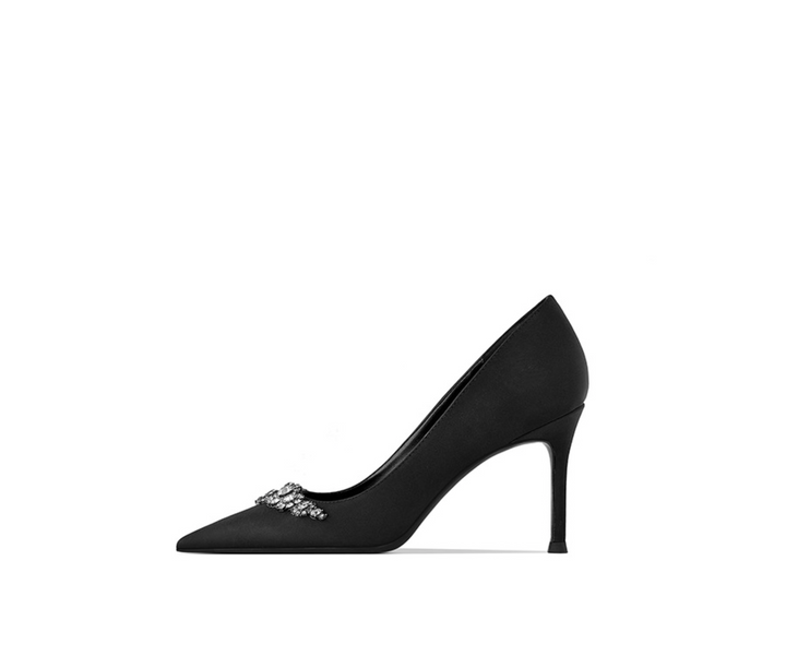 Embellished Satin Pointed-Toe Pumps – NOIIR