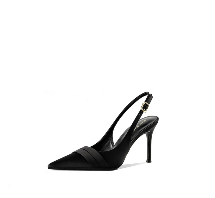 Pointed-Toe Satin Slingback Pumps – EVELYN