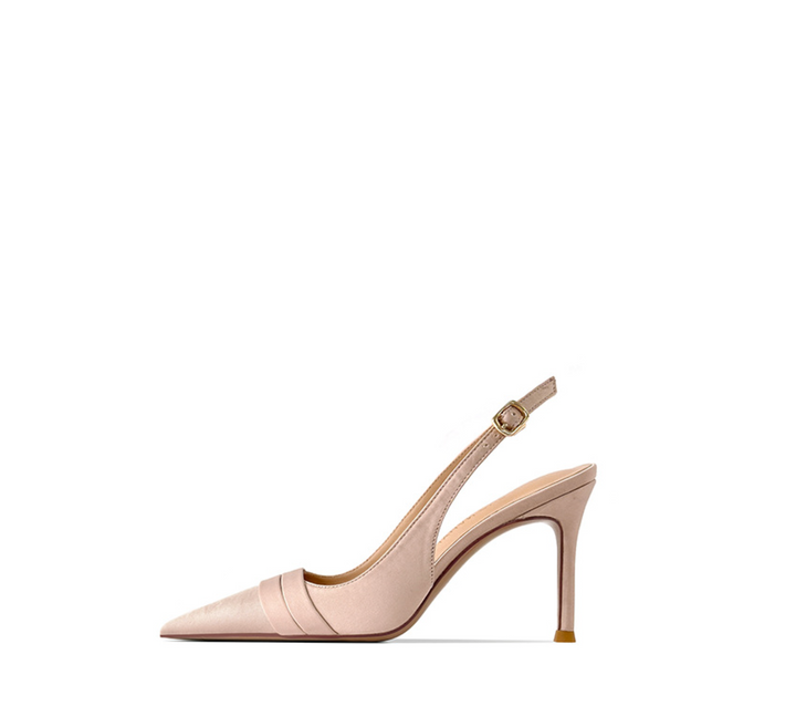 Pointed-Toe Satin Slingback Pumps – EVELYN