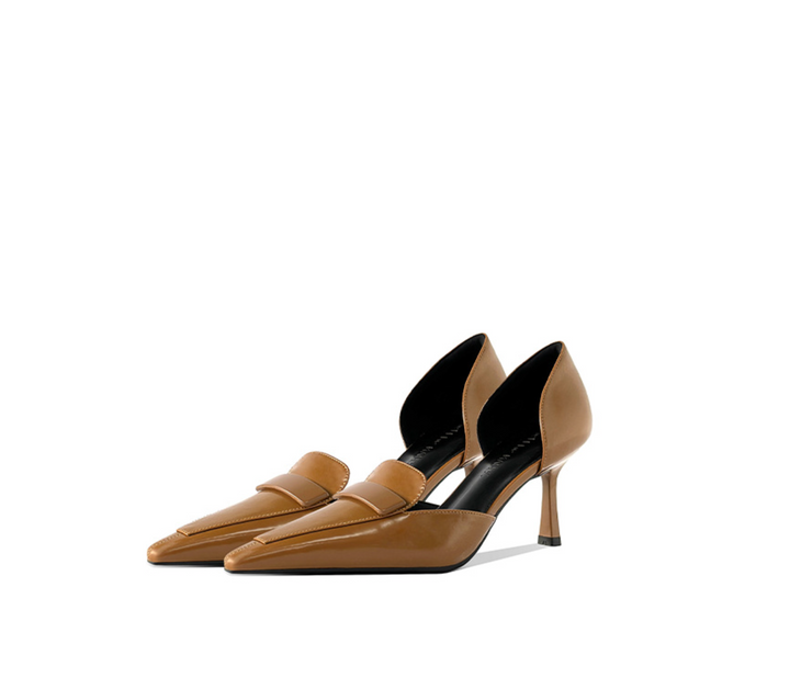 Pointed-Toe Patent Leather Loafer Pumps – SIENNA