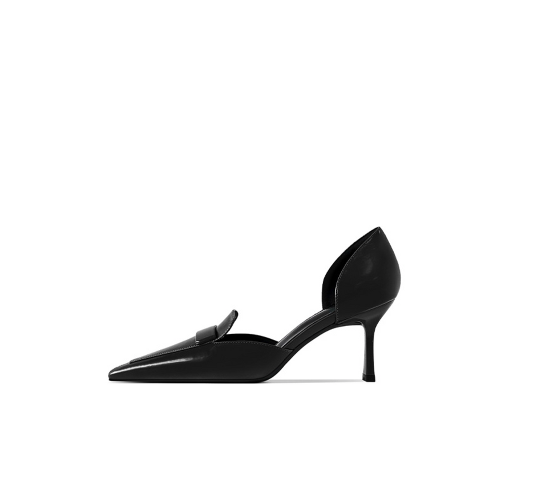 Pointed-Toe Patent Leather Loafer Pumps – SIENNA