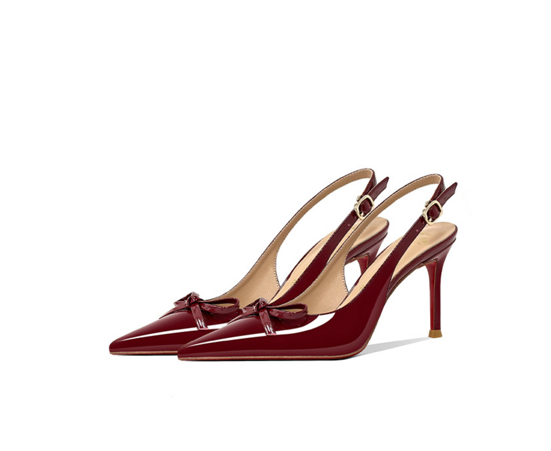 Patent Leather Bow Slingback Pumps – RUBY