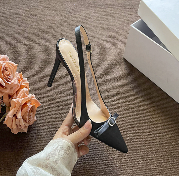 Satin Bow Slingback Stiletto Pumps – NOIDS