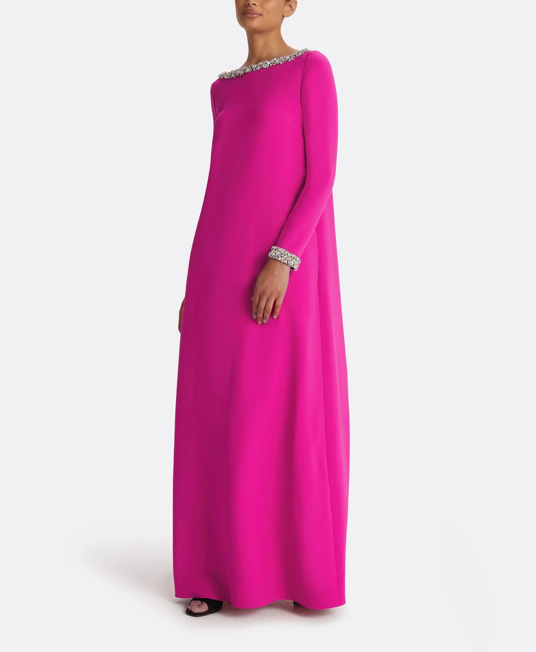 long-sleeve A-line gown with embellished neckline – FOUCE