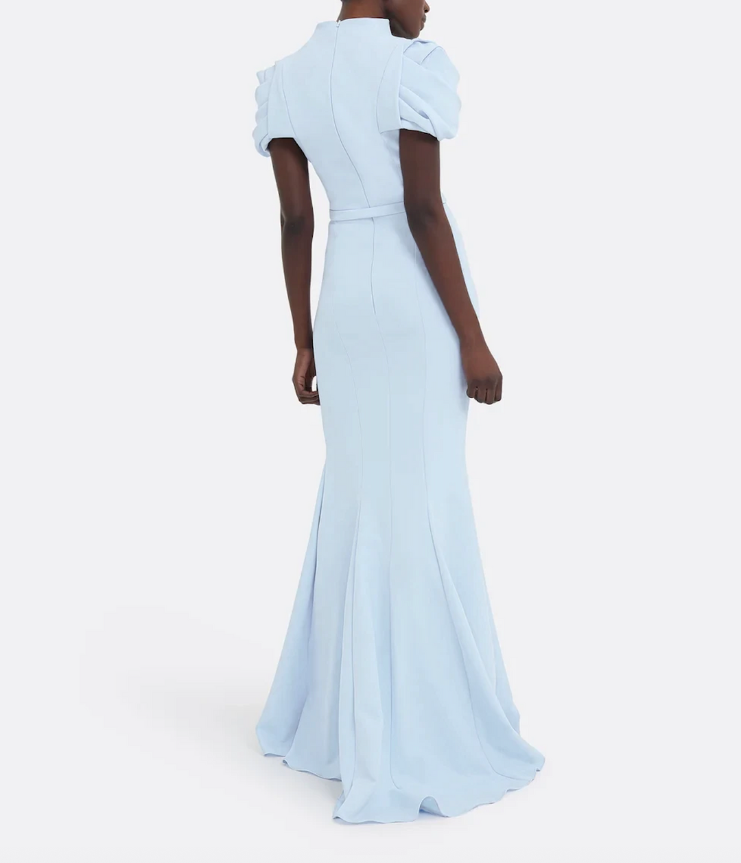 mermaid gown with ruched puff sleeves – AZURELLE