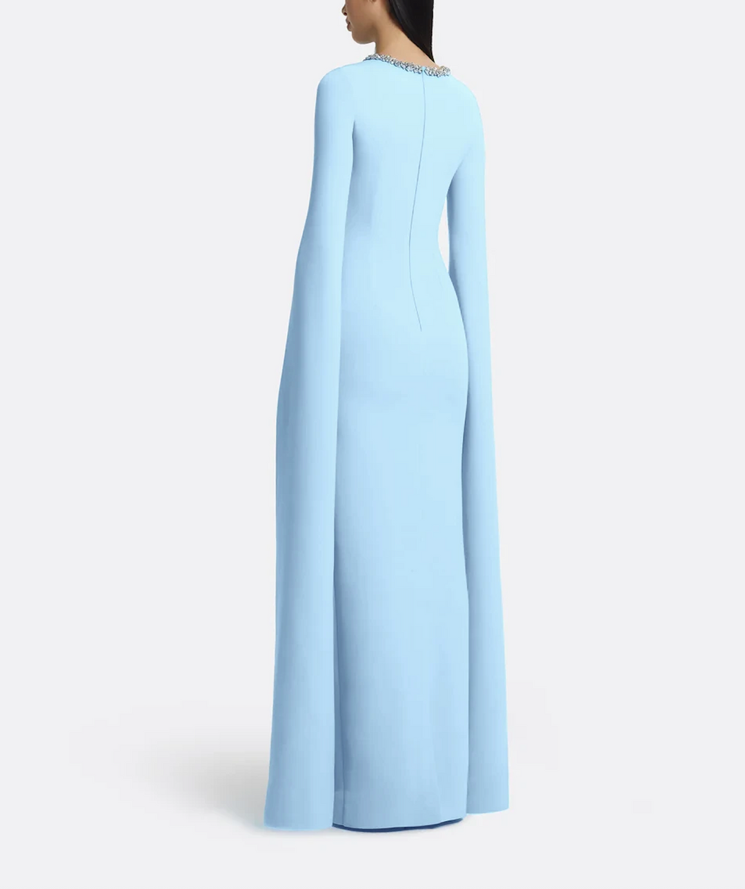 cape-sleeve gown with crystal neckline – CELESTE