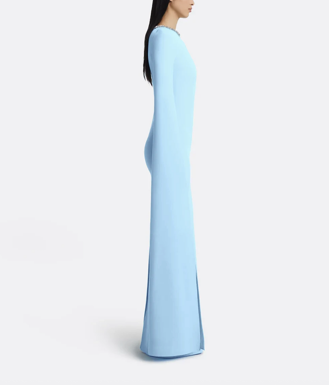 cape-sleeve gown with crystal neckline – CELESTE