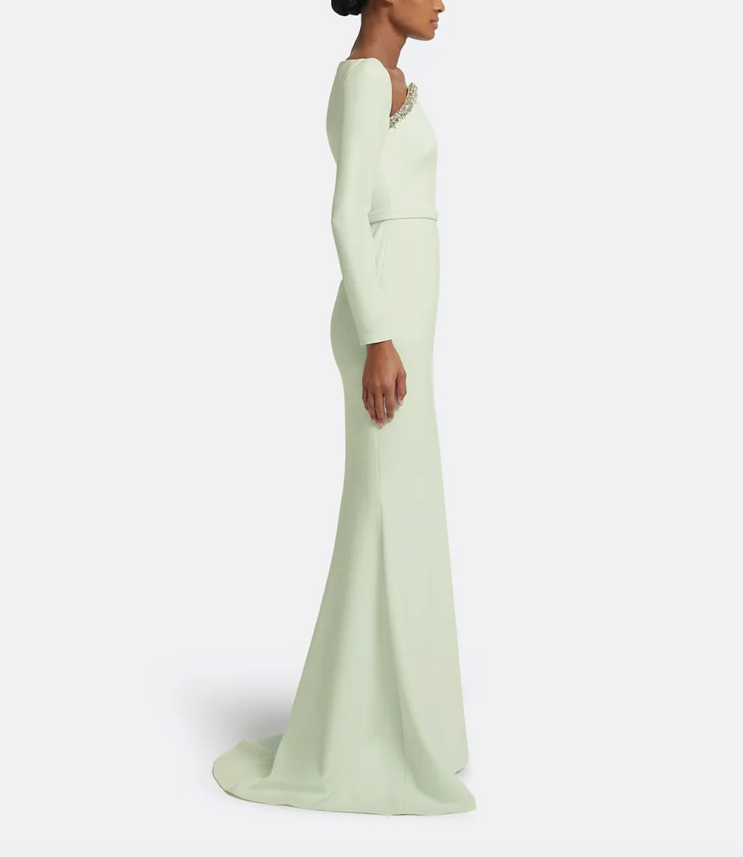 long-sleeve mermaid gown with embellished neckline – SERII