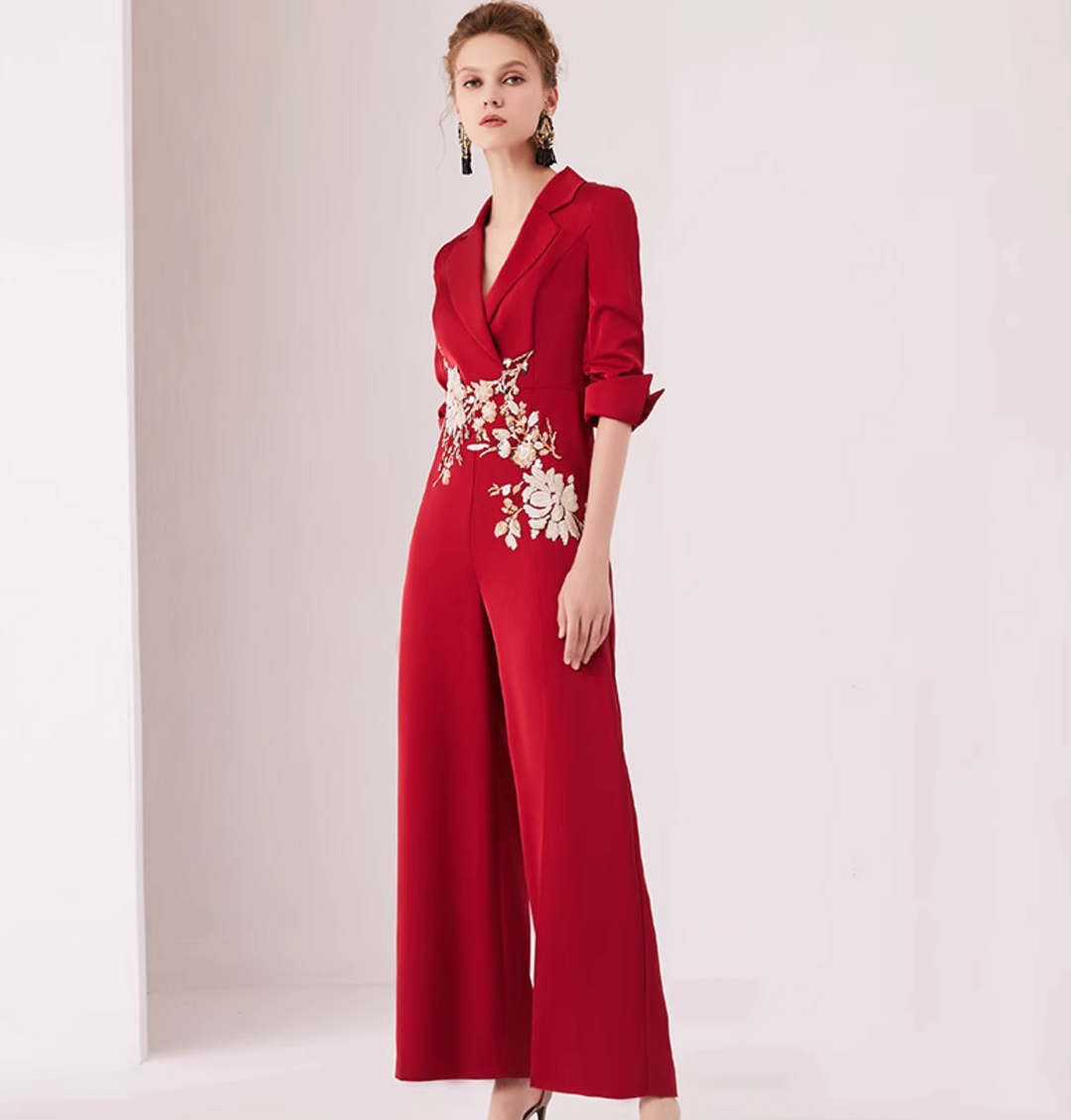 maßgeschneiderter Schlaganzug mit Satin-Puffärmeln – VALENCIA 