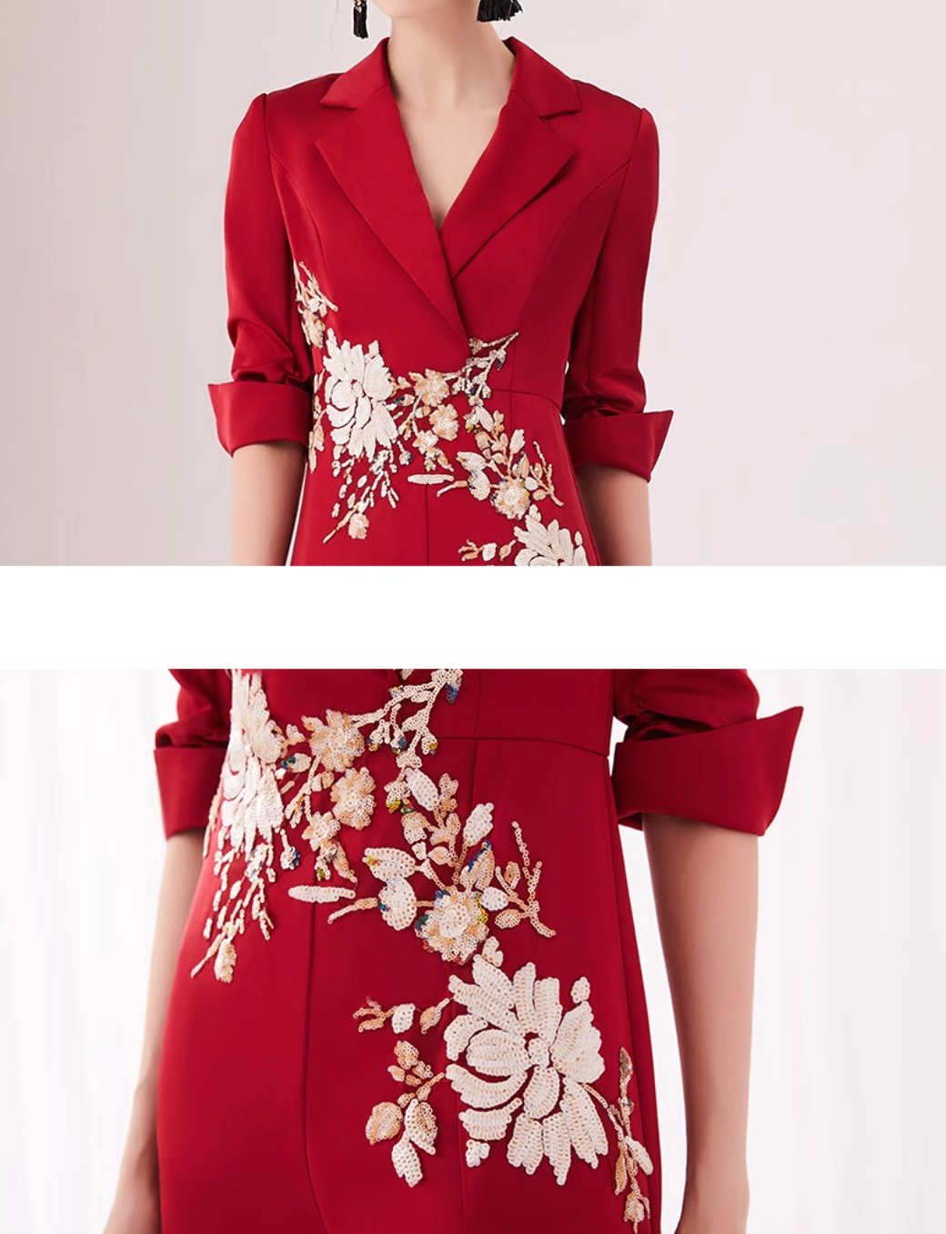 maßgeschneiderter Schlaganzug mit Satin-Puffärmeln – VALENCIA 