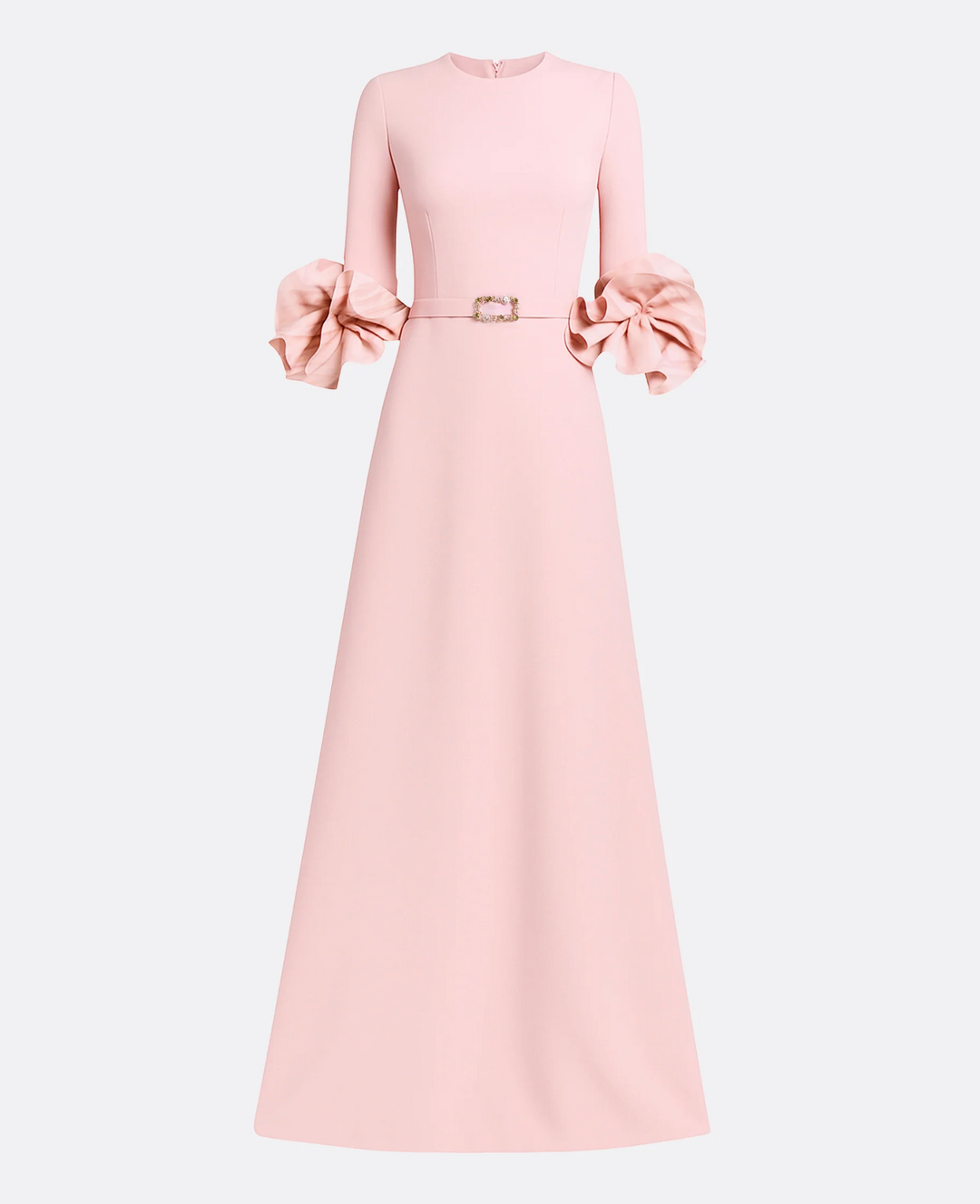long-sleeve gown with floral cuff accents – ROSABELLE