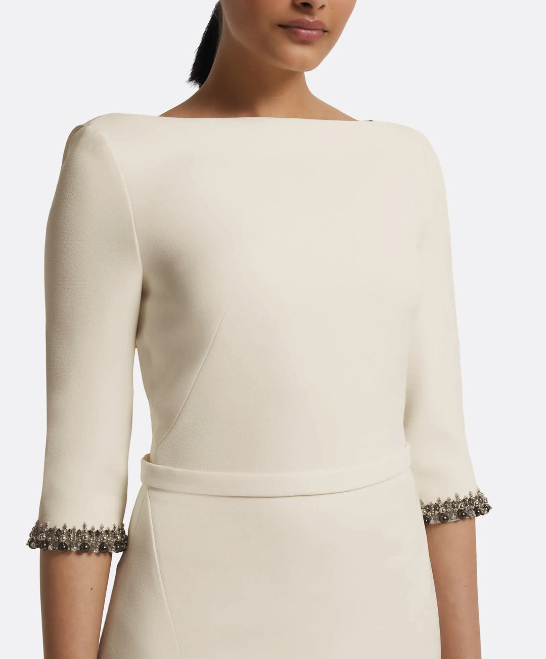 fitted column gown with embellished cuffs – ELYSIA