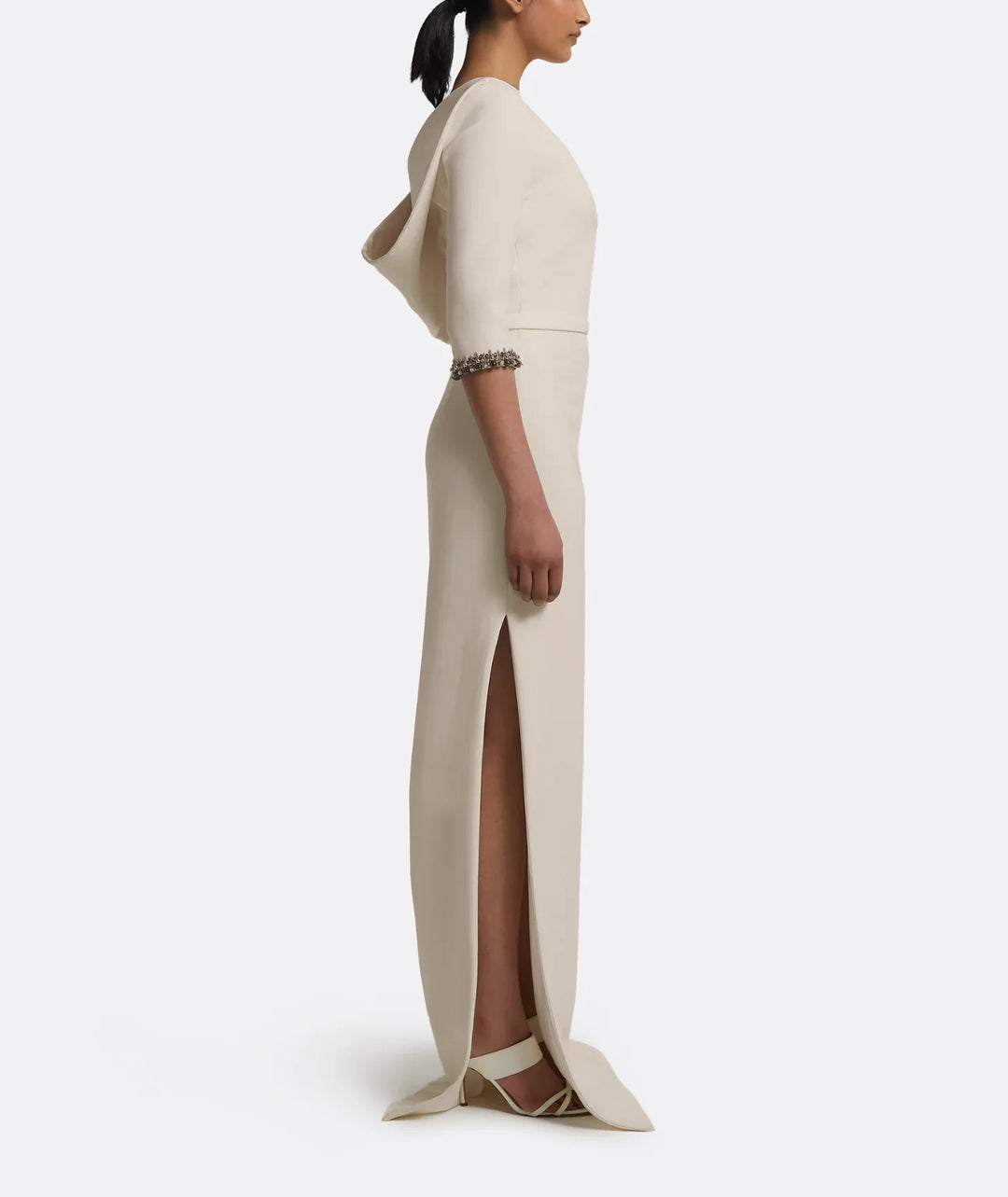 fitted column gown with embellished cuffs – ELYSIA