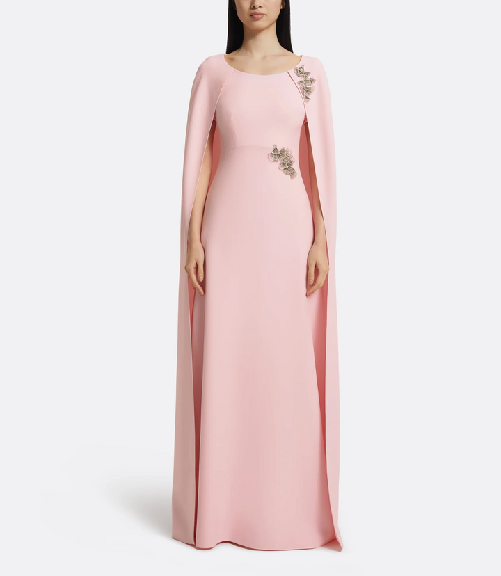 فستان بأكمام كاب وتطريز زهري – أميرة