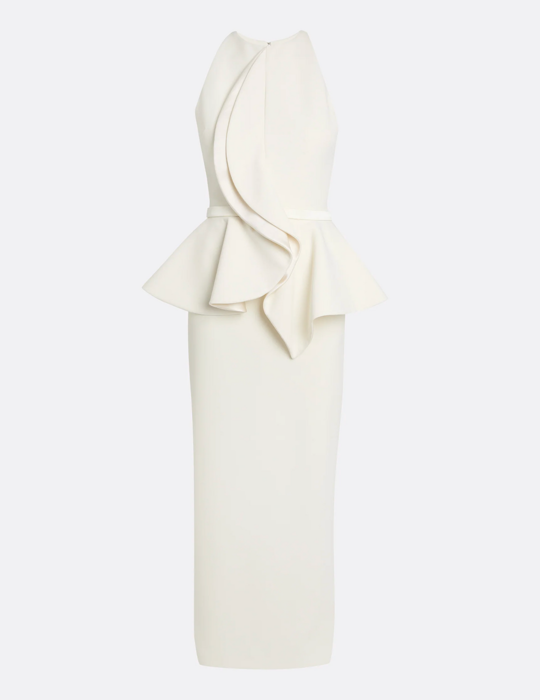 halter midi dress with sculpted peplum – ISOLDE