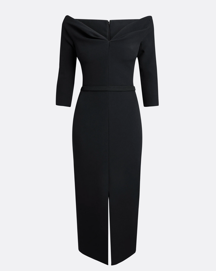 off-shoulder midi dress with three-quarter sleeves – VIVIENNE