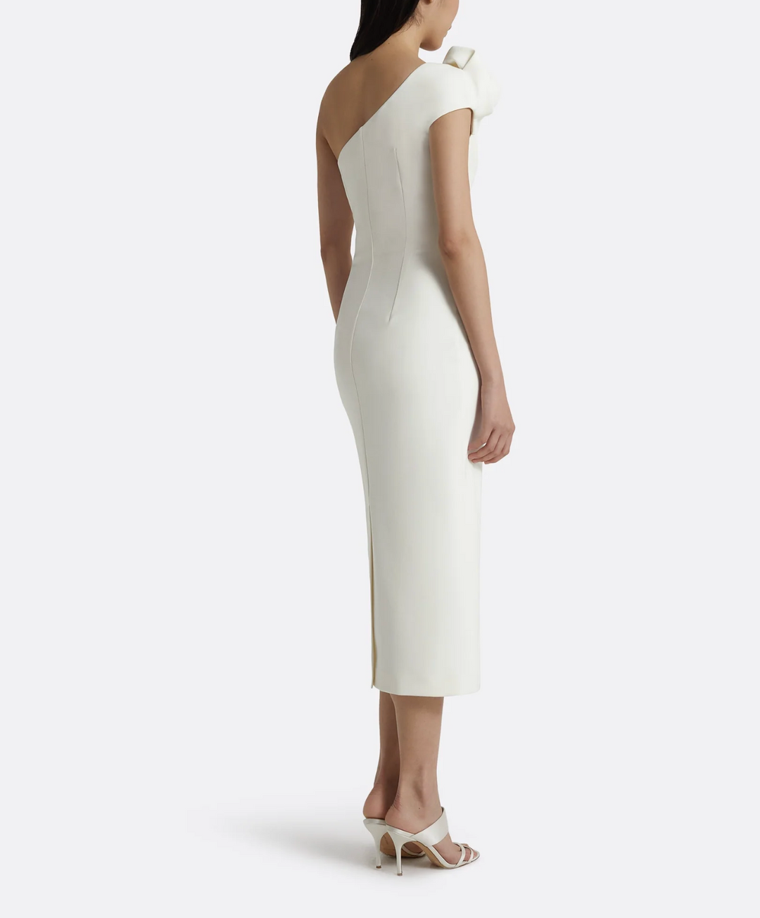 one-shoulder midi dress with draped detail – SIYAN