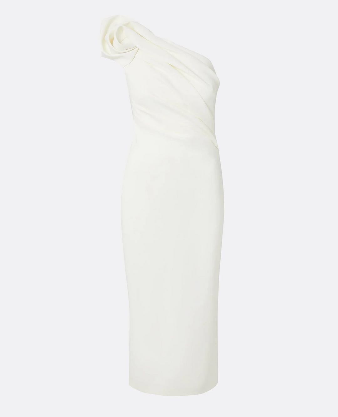 one-shoulder midi dress with draped detail – SIYAN