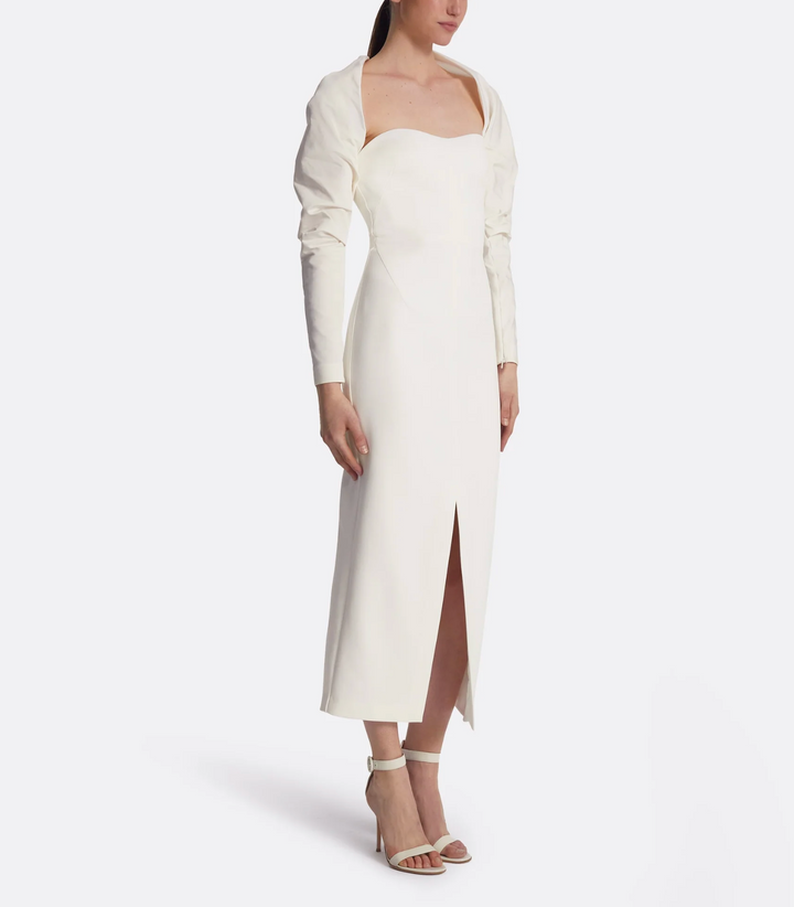 فستان عمودي بدون حمالات بأكمام بوليرو – بيرل