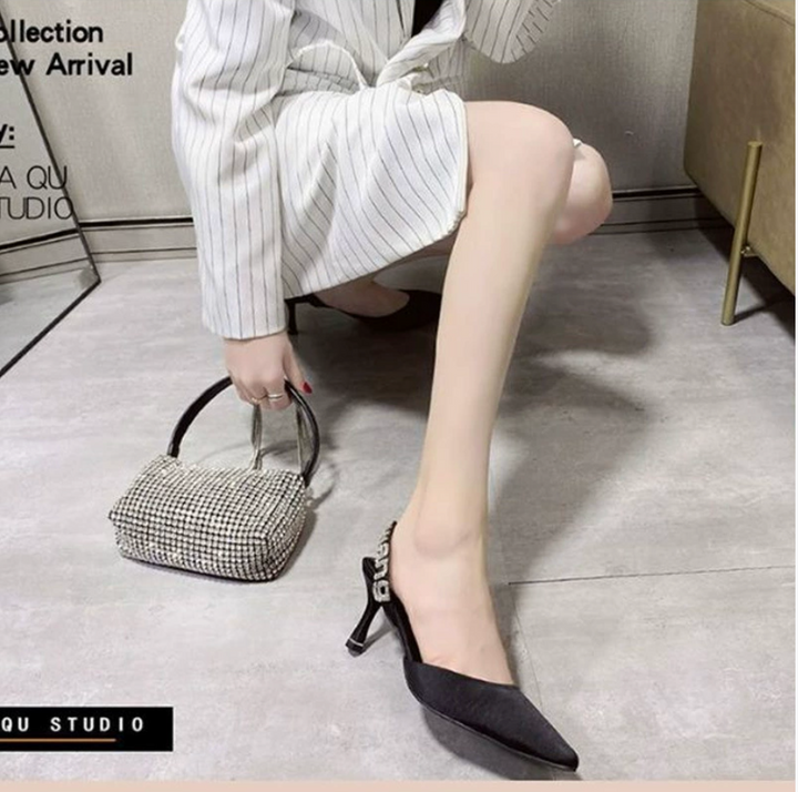 pointed-toe slingback heels with crystal tip – VERA